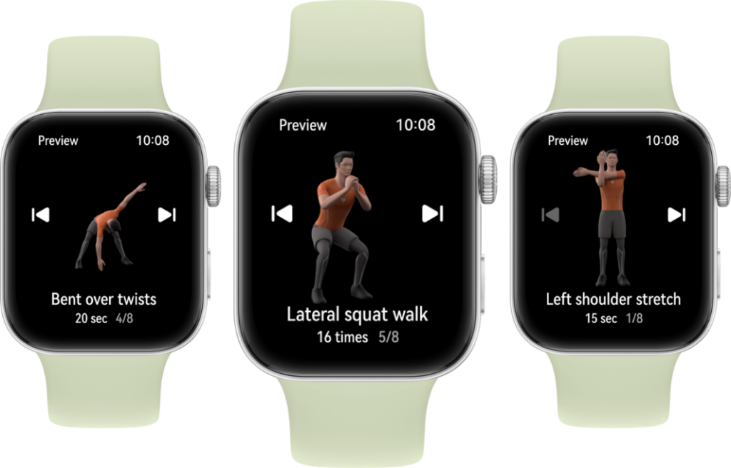 화웨이 워치 핏 - A 3D mascot of a cute friendly square smartwatch character with a glowing AMOLED face and a small panda assista...
