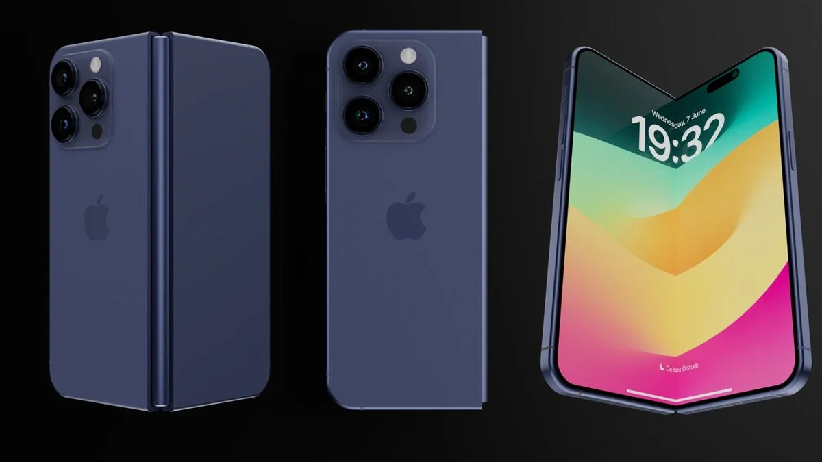 A 3D isometric scene of an adorable mascot inspecting a thin silver foldable phone hinge under a magnifier, tiny gears and a 2nm chip floating nearby, mint and peach gradient lighting, Pixar style 8K, no text, no logos